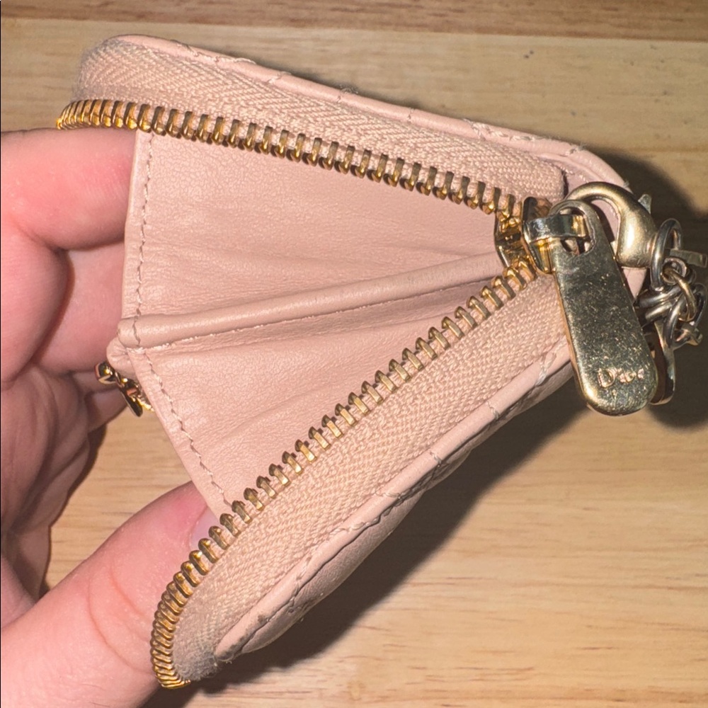 Dior Beige heart cannage Quilted zippy coin card holder compact wallet - Picture 12 of 13